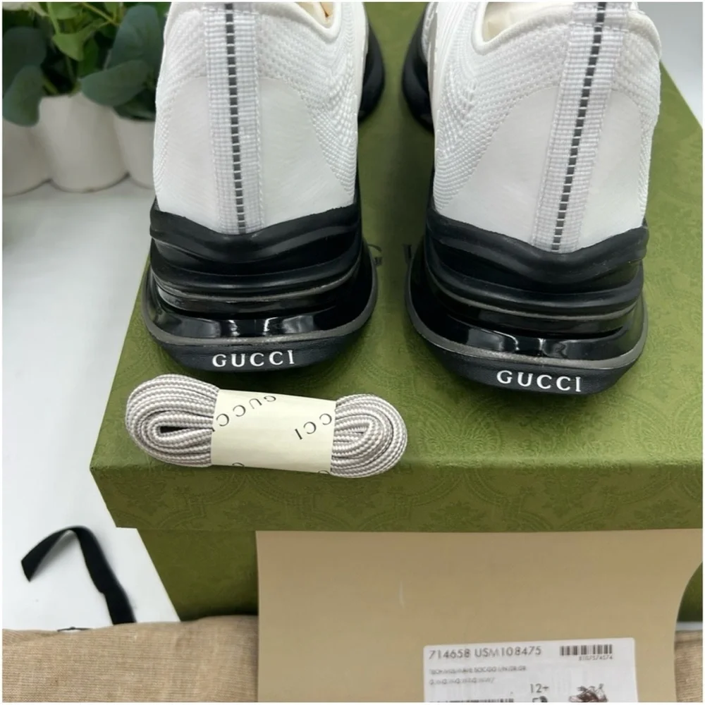 Gucci run white/gray/black sneakers size 12.5 made in Italy